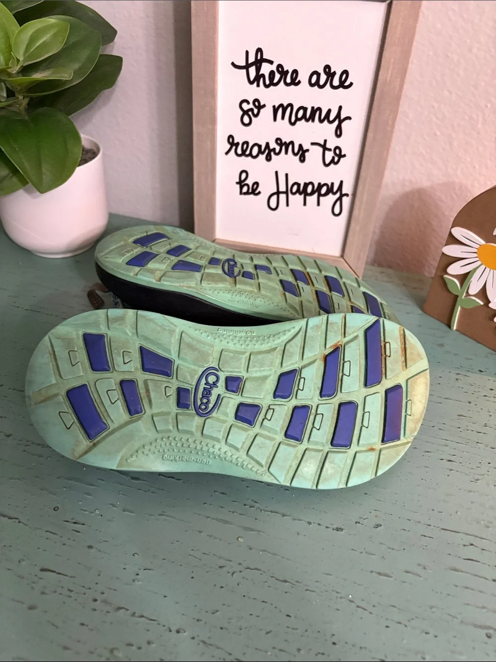 Chaco Kids Teal & Navy Patterned Strappy Sandals